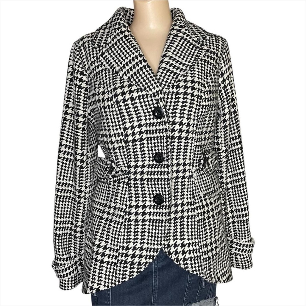 Candie's Black and White Houndstooth Button Up Blazer Jacket